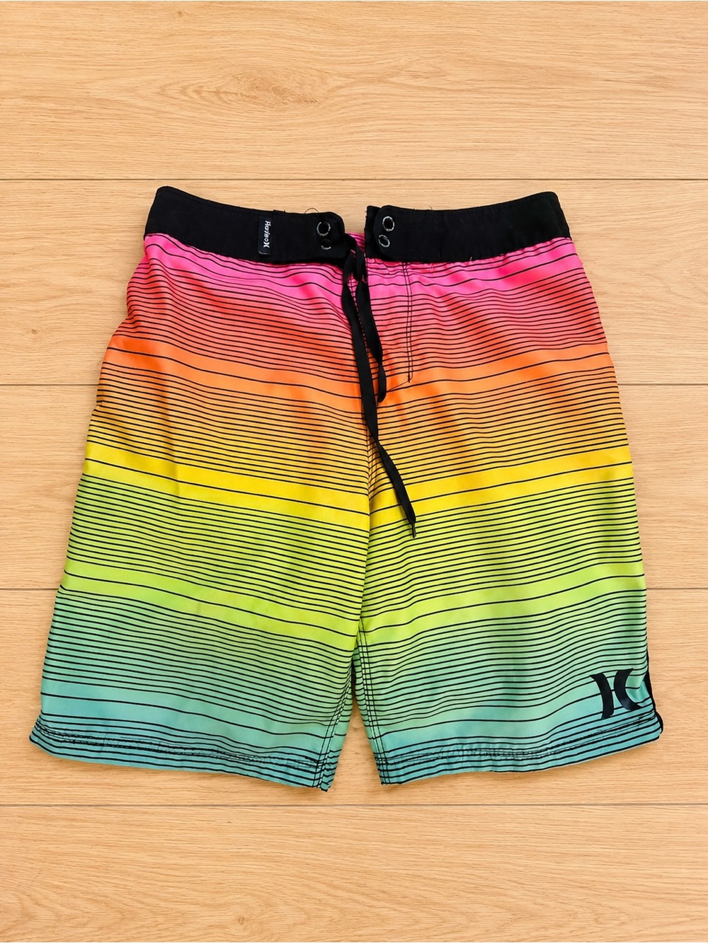 Hurley Rainbow Stripe Board Shorts | Size 25 (Youth 10) | Surf Swim Shorts